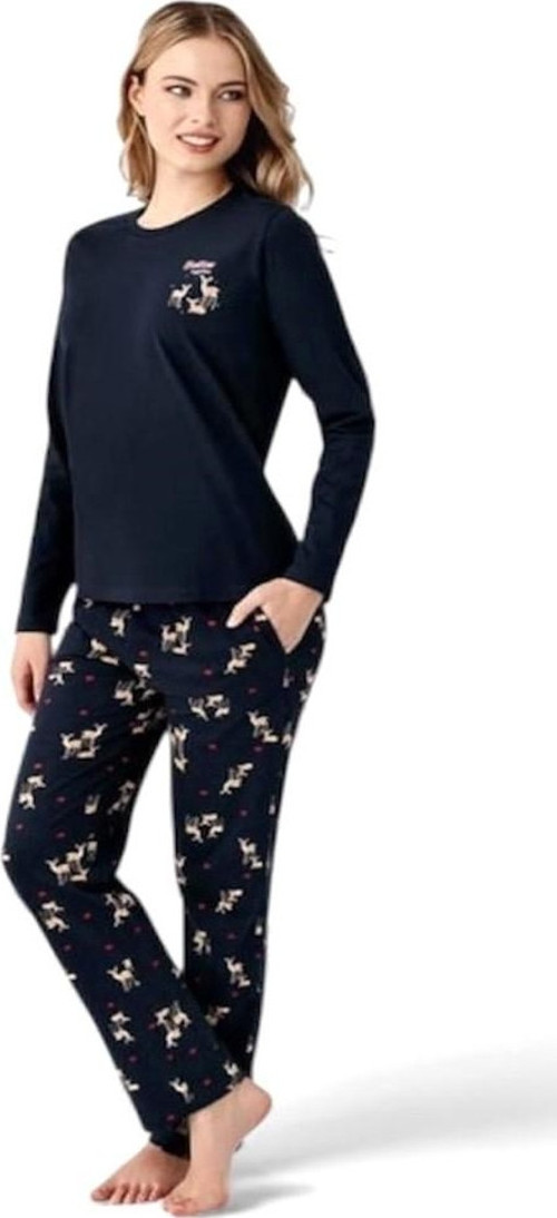 %100 Pamuk Geyik Desen Bayan Pijama Takım