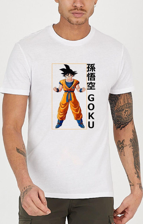 Son Goku Anime Baskılı Bisiklet Yaka Erkek Tişört