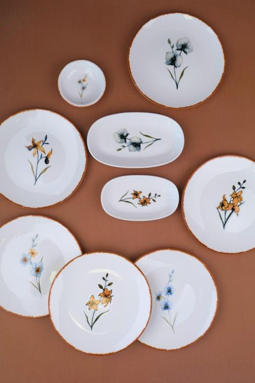 Porselen Azelya Kahvaltı ve İkram Takımı 6 Kişilik 14 Parça