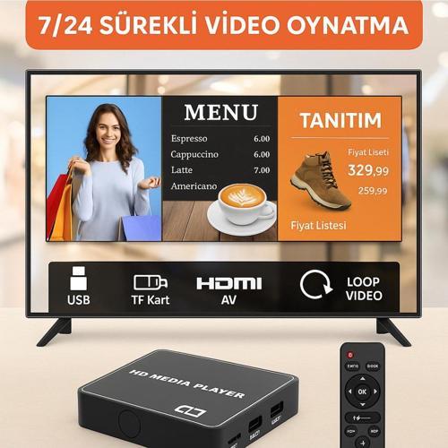 Otomatik Açılır 7/24 Reklam Oynatıcı İşletme Tanıtım Ekranı HDMI/AV USB/TF Kart