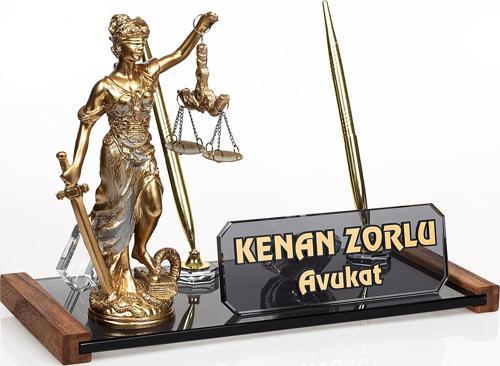 Avukat Masaüstü İsimlik Themis Heykel Ofis Hediyesi Masa İsimliği