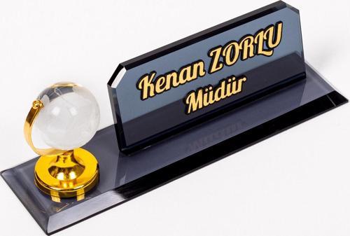 Dünya Biblolu Kristal Masa İsimliği Ofis Masa Üstü İsimlik