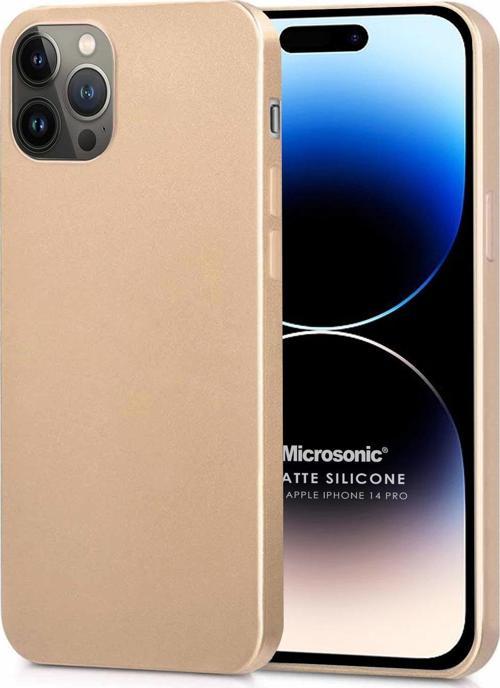 Matte Silicone Apple iPhone 14 Pro Kılıf Gold
