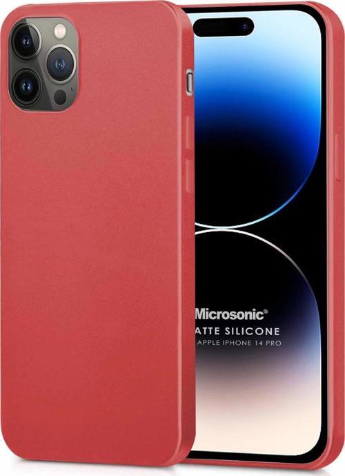 Matte Silicone Apple iPhone 14 Pro Kılıf Kırmızı