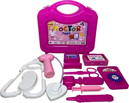 Çantalı Oyuncak Doktor Seti – Vakumlu Taşıma Çantalı Eğitici Oyuncak Doktor Malzemeleri Pembe