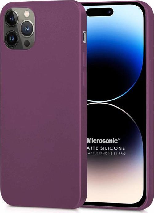 Matte Silicone Apple iPhone 14 Pro Kılıf Mor