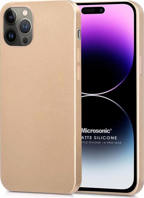 Matte Silicone Apple iPhone 14 Pro Max Kılıf Gold