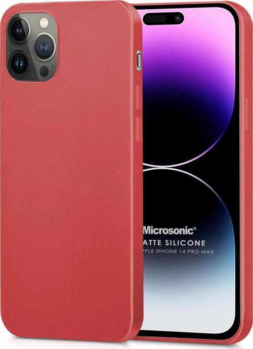 Matte Silicone Apple iPhone 14 Pro Max Kılıf Kırmızı