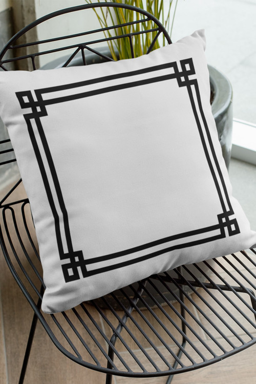 43x43cm Tay Tüyü Dokuma Premium Kumaş Çift Taraflı Kırlent Yastık Kılıfı Çerçeveli Krl276