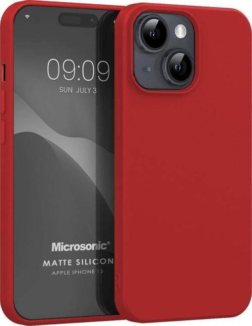 Matte Silicone Apple iPhone 15 Kılıf Kırmızı