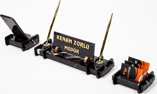 Prestij 3 Parça Mermer İsimlik Seti Hediye Ofis Masa İsimliği