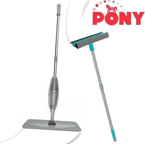 SÜPER 2 Lİ SPREY MOP + TELESKOPİK SAPLI CAM SİLECEĞİ ÇEKÇEK GRİ PASPAS TEMİZLİK SETİ