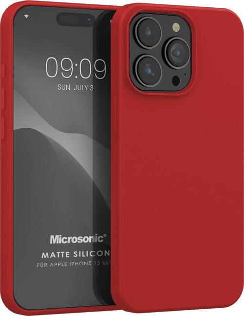 Matte Silicone Apple iPhone 15 Pro Max Kılıf Kırmızı