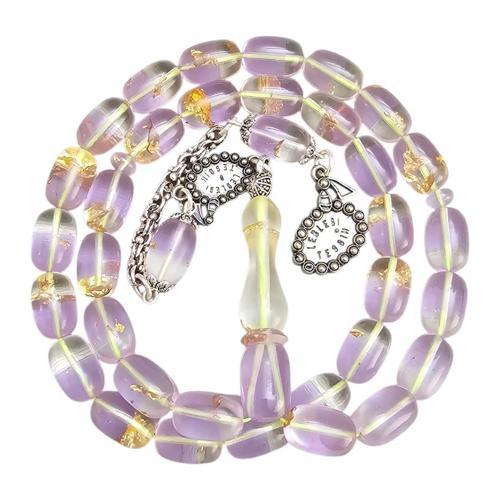 Altın Varaklı Uçak Camı Tesbih Lt1451