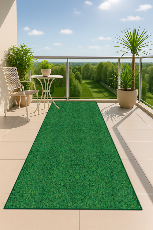 Balkon Halısı Çim Halı Kaymaz Taban 3D Çim Görünümlü Kesme Rulo Yolluk Ar1351