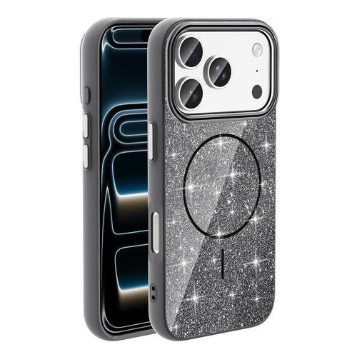 iPhone 17 Pro Kılıf M-safe Şarj Özellikli Parlayan Simli Okso Kılıf