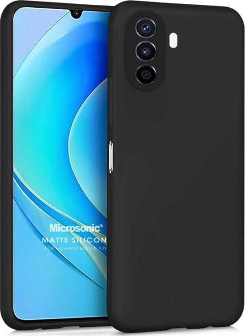 Matte Silicone Huawei Nova Y70 Kılıf Siyah