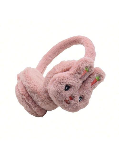 Kız Çocuk 3D Peluş Tavşan Kulaklık Narçiçeği