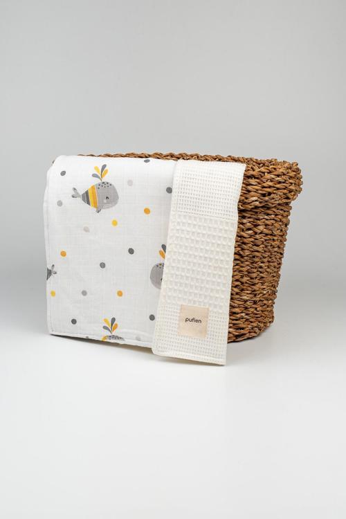 90 X 115 Çok Desenli Çift Yönlü Müslin Bebek Örtüsü, Çok Amaçlı Waffle Müslin Örtü & Battaniye