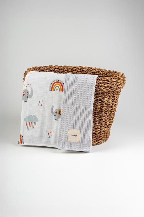 90 X 115 Çok Desenli Çift Yönlü Müslin Bebek Örtüsü, Çok Amaçlı Waffle Müslin Örtü & Battaniye