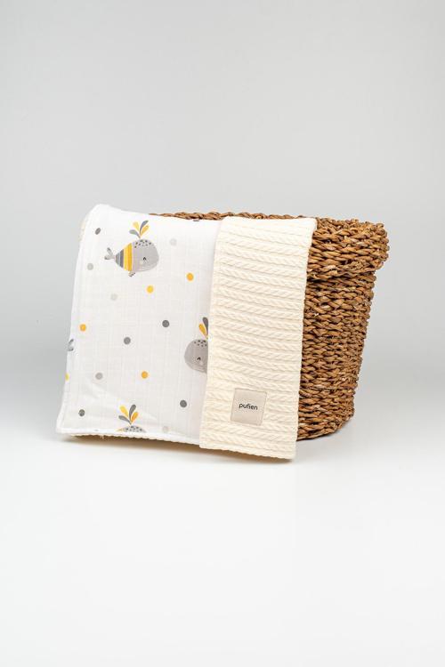 90X115 Çok Desenli Çift Yönlü Müslin Pike Bebek Örtüsü, Örgü Bebek Örtü & Battaniye