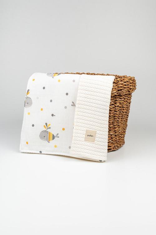 90X115 Çok Desenli Çift Yönlü Müslin Pike Bebek Örtüsü, Örgü Bebek Örtü & Battaniye