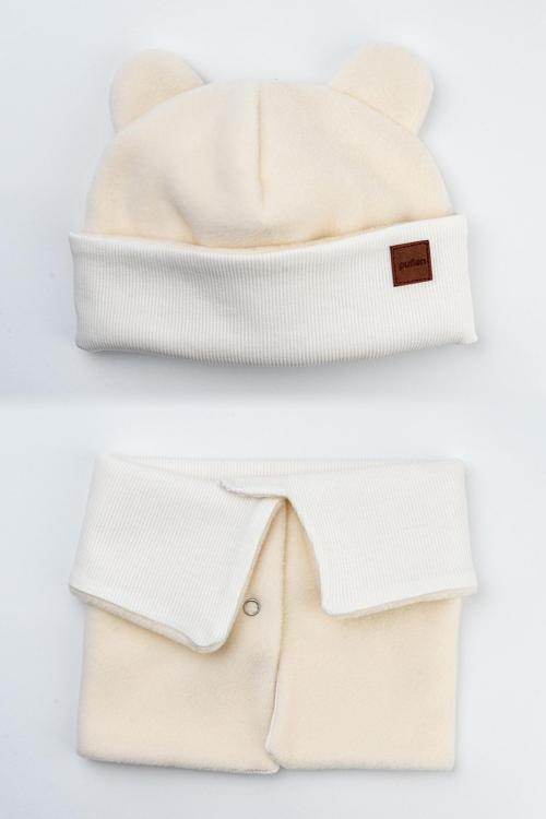 Pamuk Astarlı Polar Bere Ve Boyunluk Seti 0-3 Yaş Kaşkorse Pofuduk Bebek Bere Çocuk Boyunluk