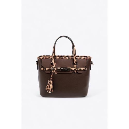 Kadın Omuz Çantası 1185-48467 SILVER POLO BAYAN ÇANTASI M105 KAHVE-MAT LEOPAR TABA