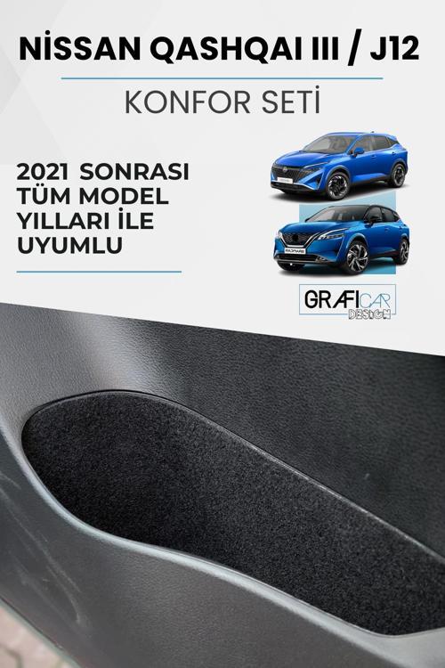 Nissan Qashqai Iıı / J12 Uyumlu Konfor Seti /2021 Sonrası Araç İçi Eşya Cepleri Kaplama Set