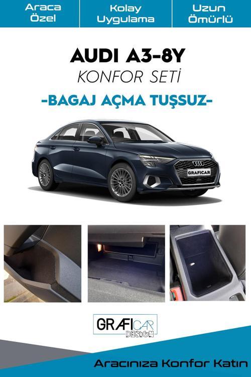 Audı A3/8Y Konfor Seti-İç Trim Kumaş Kadife Kaplama-Ses Izolasyon Amaçlı Ürün -Bagaj Açma Tuşsuz