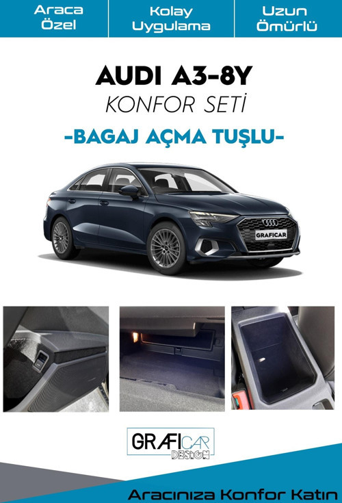 Audı A3/8Y Konfor Seti İç Trim Kumaş Kadife Kaplama Ses Izolasyon Amaçlı Ürün Bagaj Açma Tuşlu