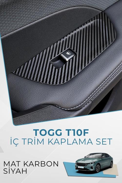 Togg T10F Sedan Uyumlu İç Trim Folyo Kaplama Set - Mat Karbon Siyah
