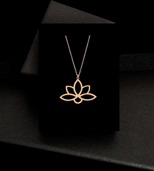 925 Ayar Gümüş Sonsuz Yaşamın Simgesi Lotus Çiçeği Rose Kolye