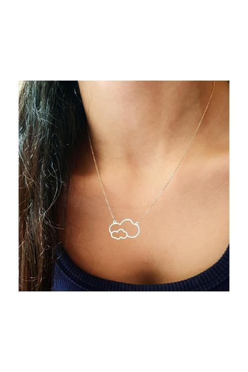 Kadın 925 Ayar Gümüş Ikili Bulut Model Kolye