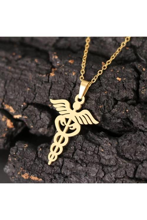 925 Ayar Gümüş Hermes Caduceus Tıp Sembol Kolye