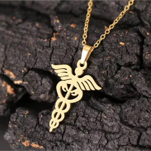 925 Ayar Gümüş Hermes Caduceus Tıp Sembol Kolye