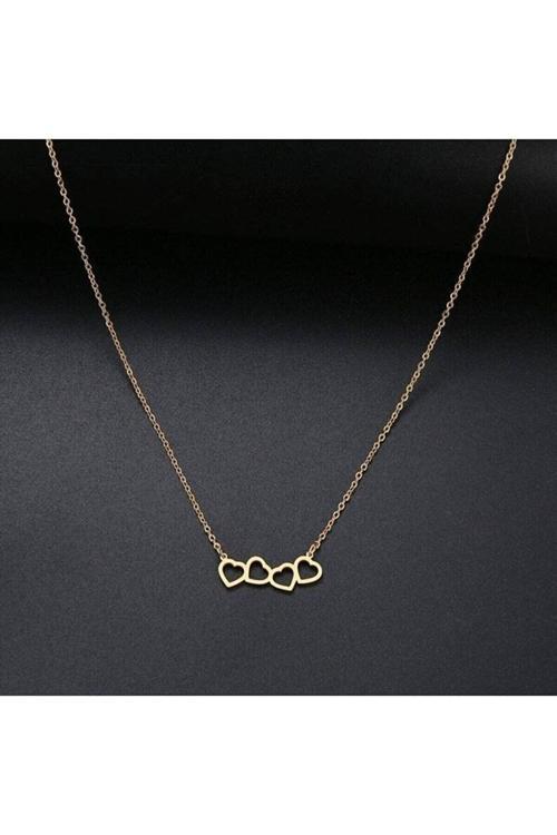 Kadın 925 Ayar Gümüş Dörtlü Kalp Model Kolye