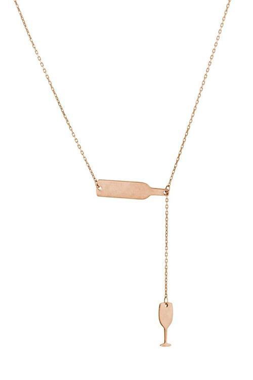 925 Ayar Gümüş Minimal Şarap Kolye