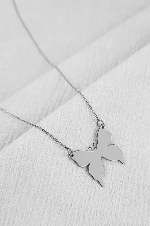 Kadın 925 Ayar Gümüş Kelebek Modeli Kolye