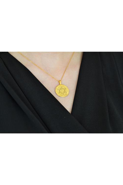 925 Ayar Gümüş Altın Kaplama Hz.Süleyman Mührü