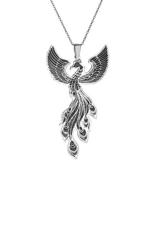 925 Ayar Gümüş Anka Kuşu Model Unisex Kolye