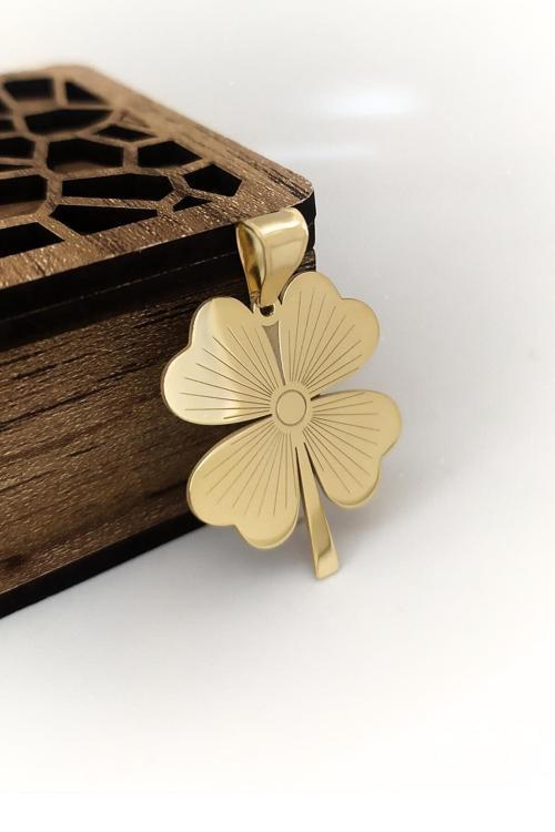 925 Gümüş Büyük Boy Yeni Yonca Kolye Ucu