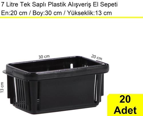 Plastik Kozmetik Alışveriş El Sepeti 7 Litre Siyah 20'li Koli