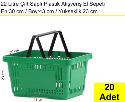 Plastik Market Alışveriş El Sepeti 22 Litre Yeşil 20'li Koli