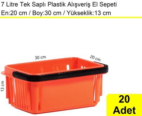 Plastik Kozmetik Alışveriş El Sepeti 7 Litre Turuncu 20'li Koli