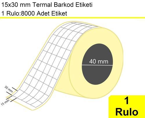 15x30 mm Termal 5'li Ürün Barkod Etiketi 1 Rulo: 8000'li Sarım Etiket