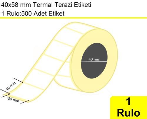 40x58 mm Termal Terazi Etiketi 1 Rulo: 500'lü Sarım Etiket