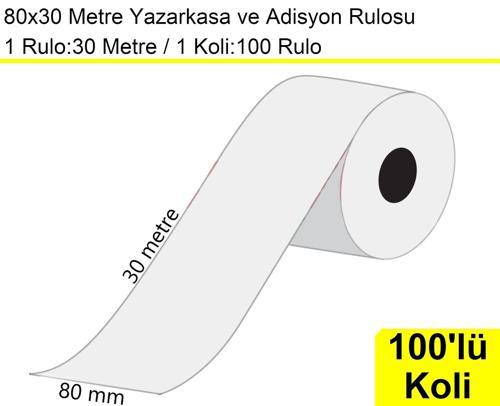 80x30 Metre Termal Yazarkasa ve Adisyon Rulosu 100'lü Koli