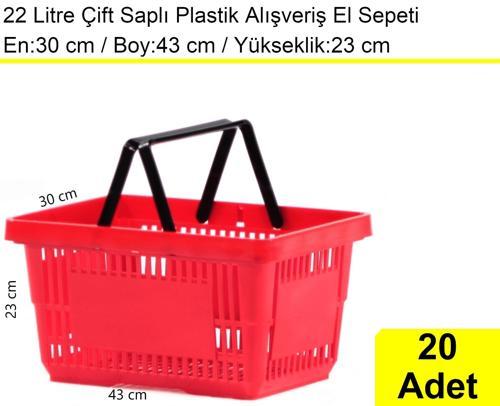 Plastik Market Alışveriş El Sepeti 22 Litre Kırmızı 20'li Koli