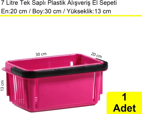 Plastik Kozmetik Alışveriş El Sepeti 7 Litre Fuşya
